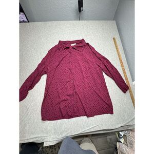 Pure by Ulla‎ Popken Top Womens 24/26 Red/Black Button Up Shirt